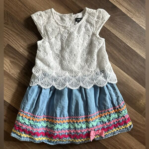 ❤️Cynthia Rowley - Girls Lace Overlay Chambray Dress (Size 4T)